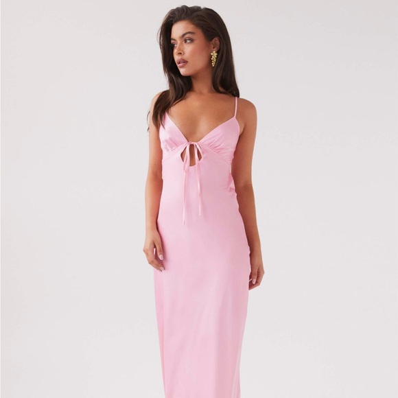 PEPPERMAYO Baby Pink Satin Maxi Dress - Picture 7 of 8